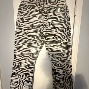 Men's Zebra Patterned Pants - Black and White